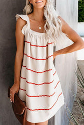 Süßes ärmelloses Kleid mit Wellenstreifen